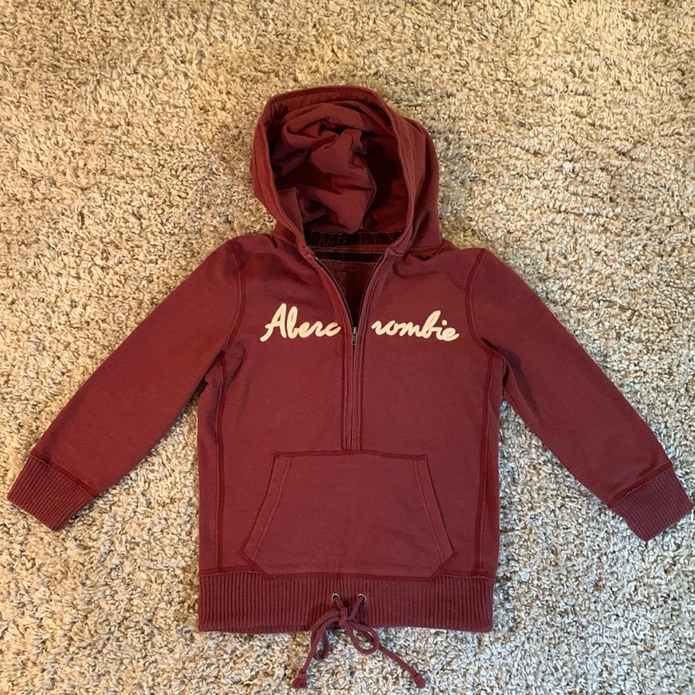 Abercrombie & Fitch Vintage Burgundy Half Zip Hoodie Women's Size Large
